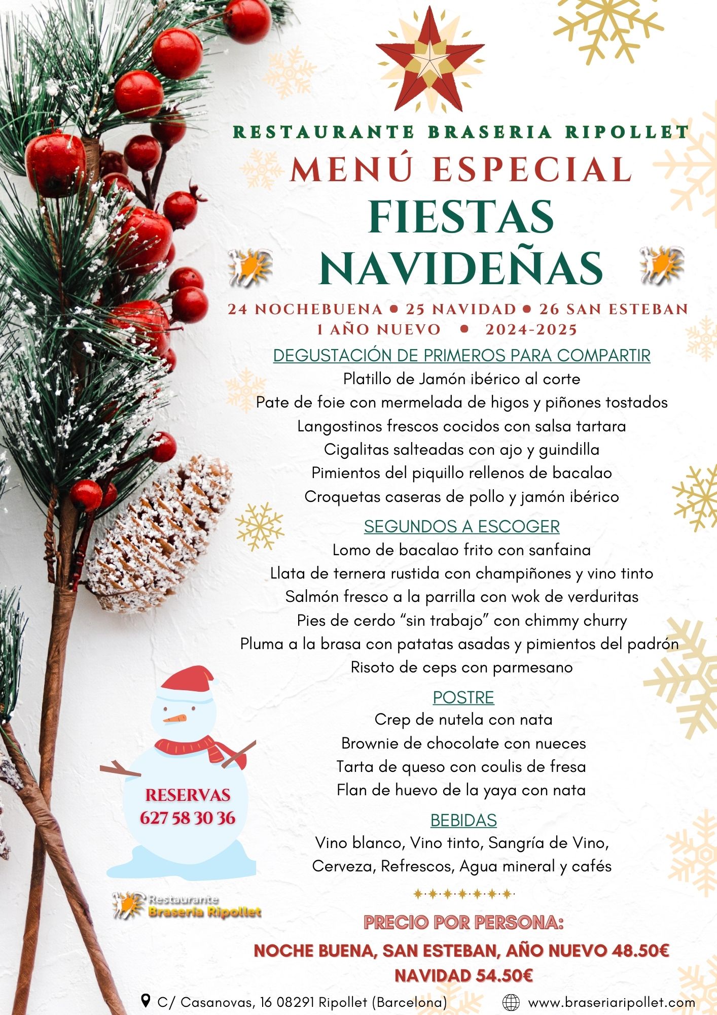 BraseriaRipollet Menu Especial Fiestas Navidenas 2024 2025