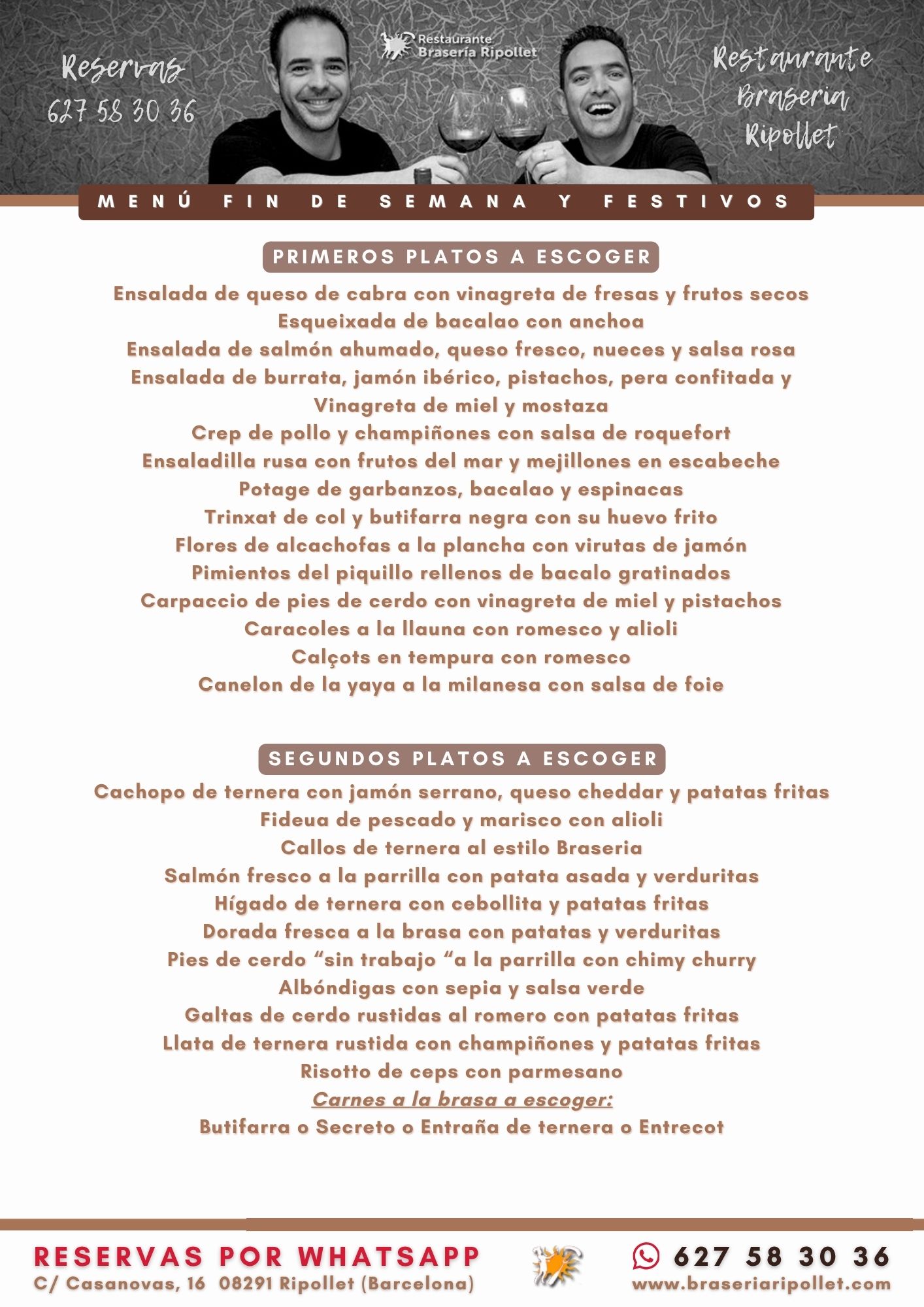 BraseriaRipollet Menu Findesemana Festivos 1